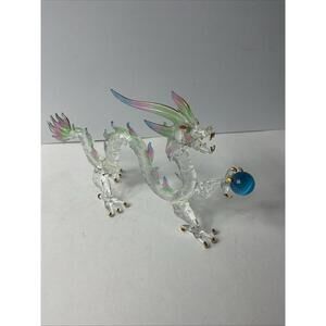 hand-blown glass Seadragon With Blue Orb  figurine READ